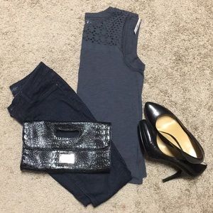 Ann Taylor LOFT Gray Tee